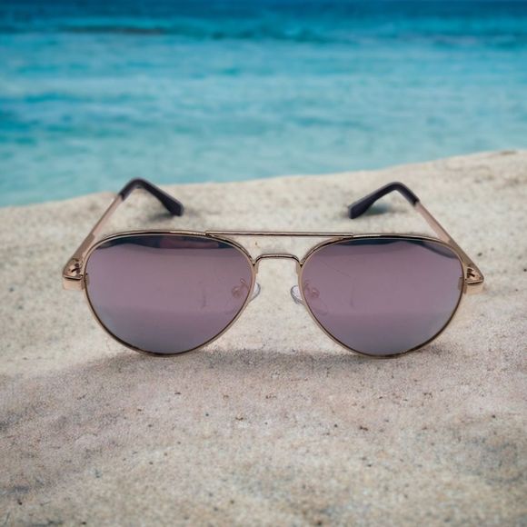 Gold Aviators with Mirrored Polarized Lenses - Picture 1 of 9